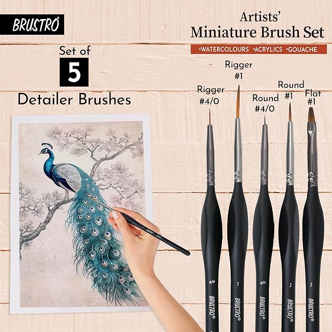 BRUSTRO Artists’ Miniature Precision Brushes - Set of 5