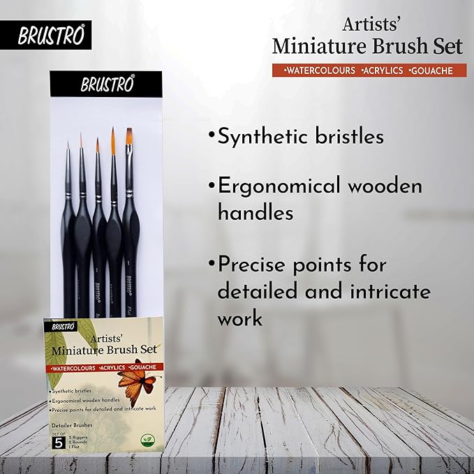 BRUSTRO Artists’ Miniature Precision Brushes - Set of 5
