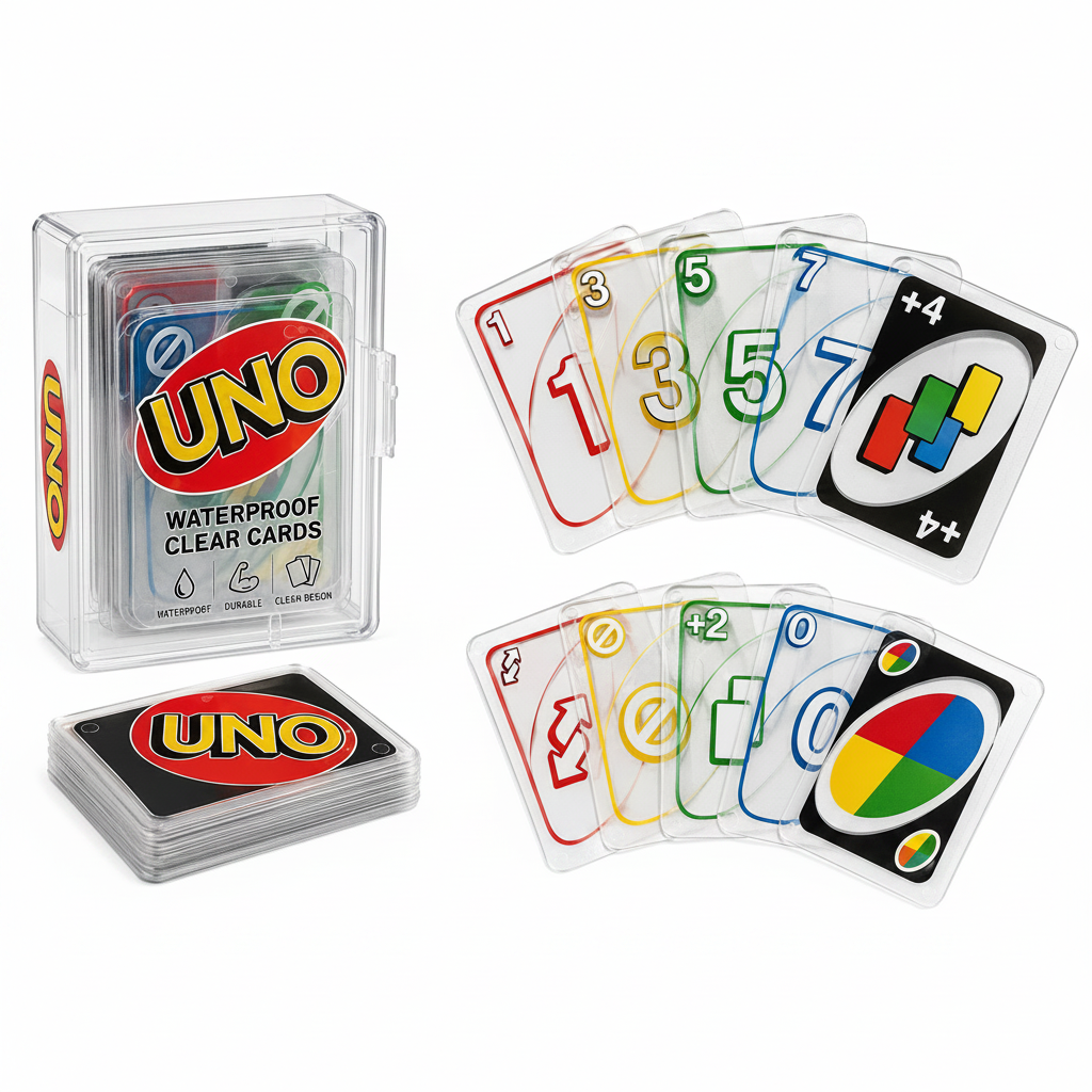 Waterproof Clear UNO Cards – Durable Transparent Playing Card Game Set