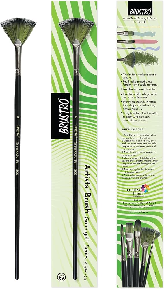 Brustro Greengold Fan Brush Size 4  Acrylic & Oil Painting Brush